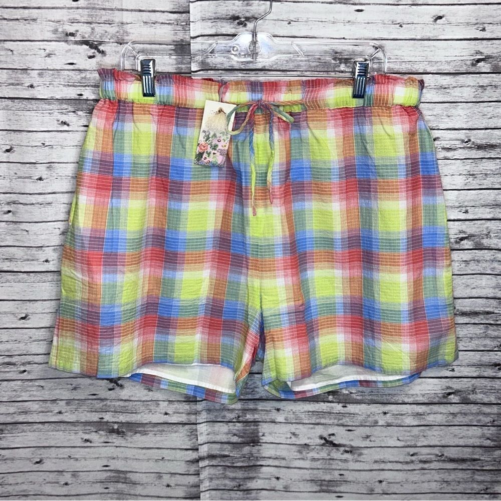 Johnny Was Delacey Plaid Paperbag Shorts
